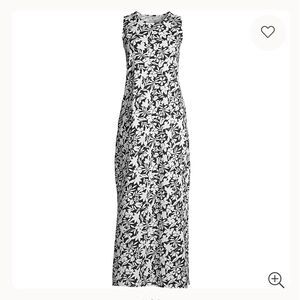 Lands' End Black Havana floral. Cool Summer Dress Black and White NWOT